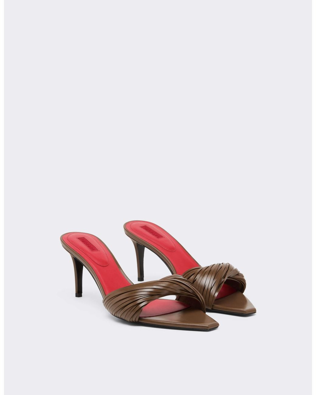 Ferrari Multicolor Leather Mules With Carved Fringes