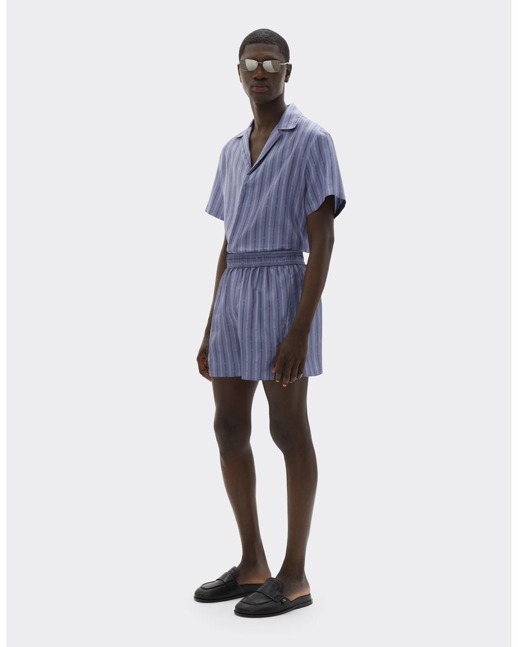 Ferrari Blue Monogram Silk Shorts for men
