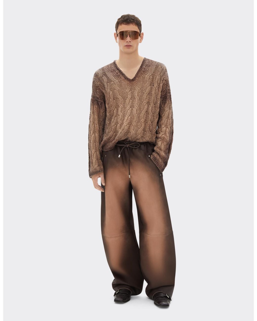 Ferrari Brown Linen And Cashmere Knit for men