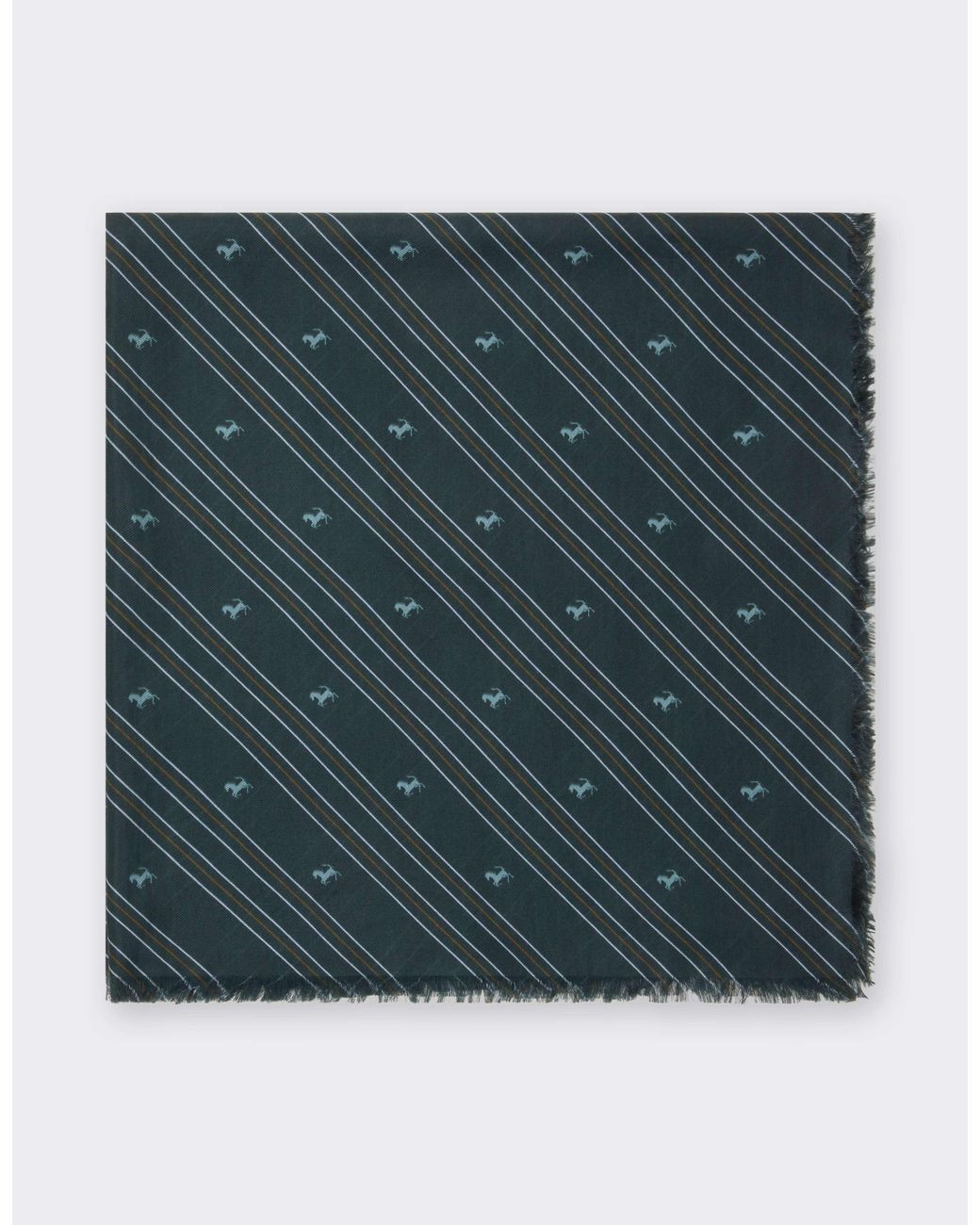 Ferrari Green Cotton And Silk Twill Scarf