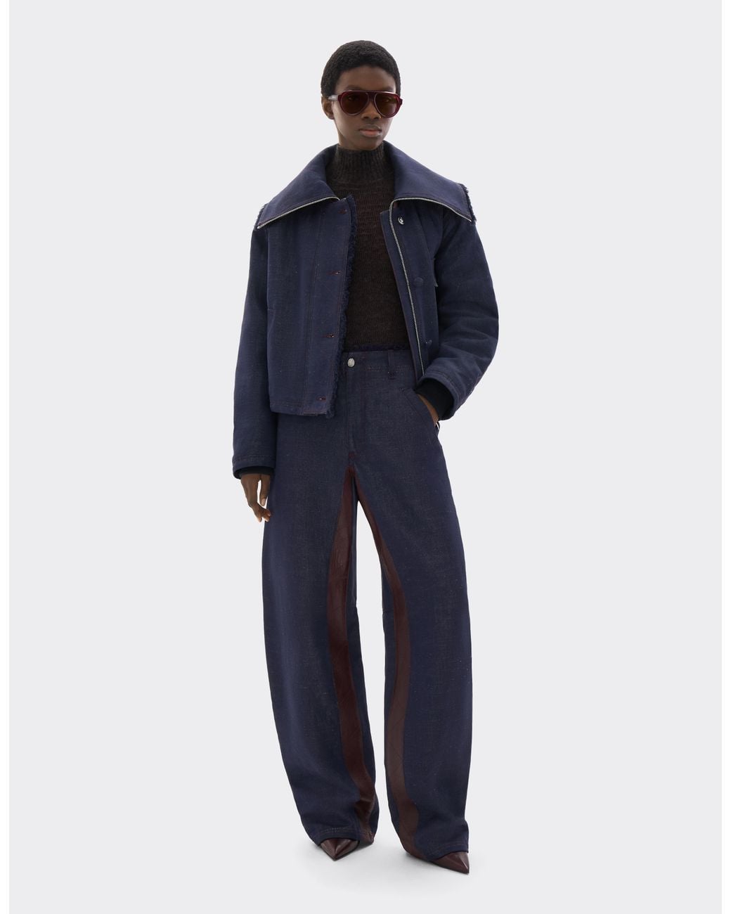 Ferrari Blue Cotton And Linen Denim Trousers