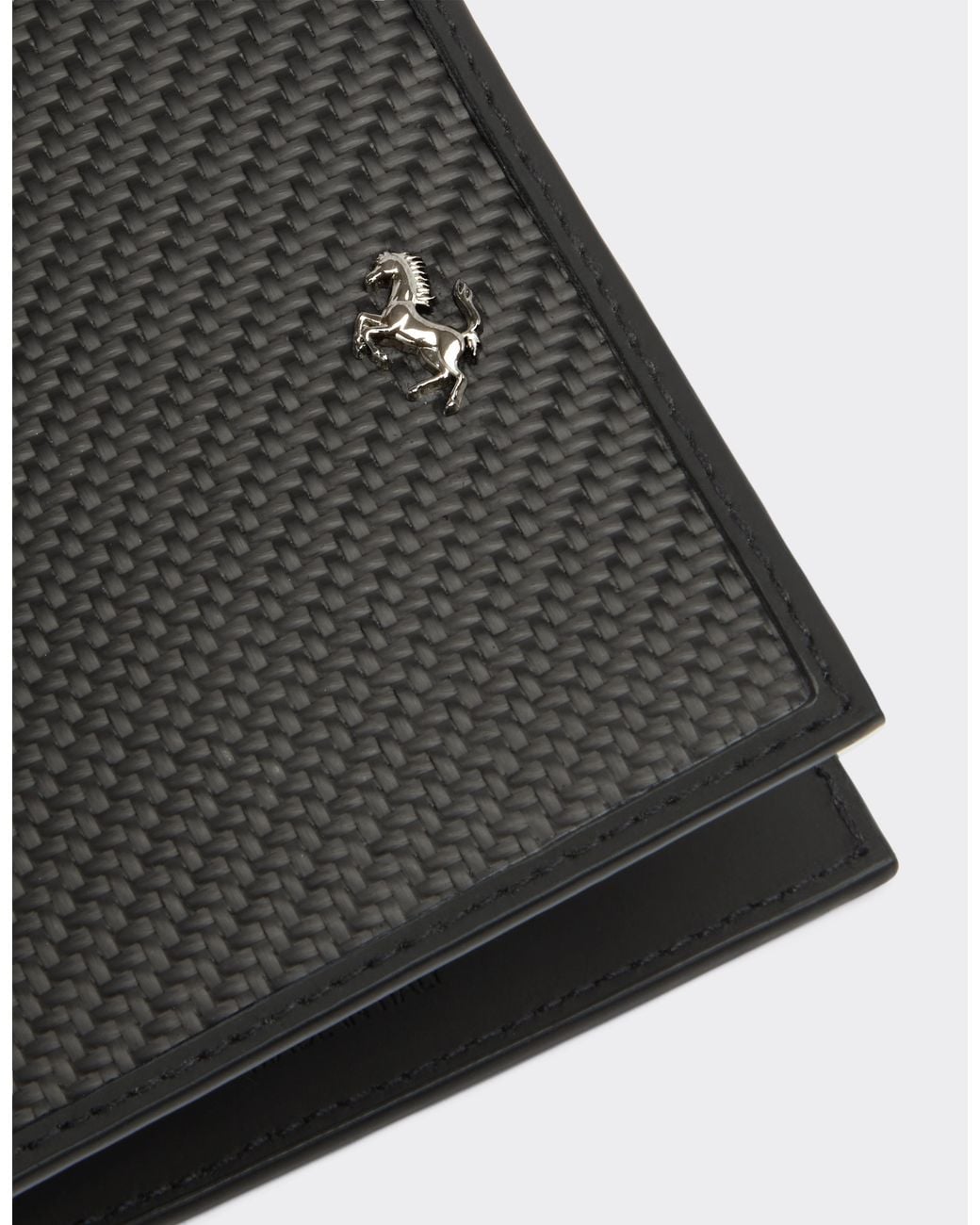 Ferrari White Horizontal Leather And Carbon Fiber Wallet
