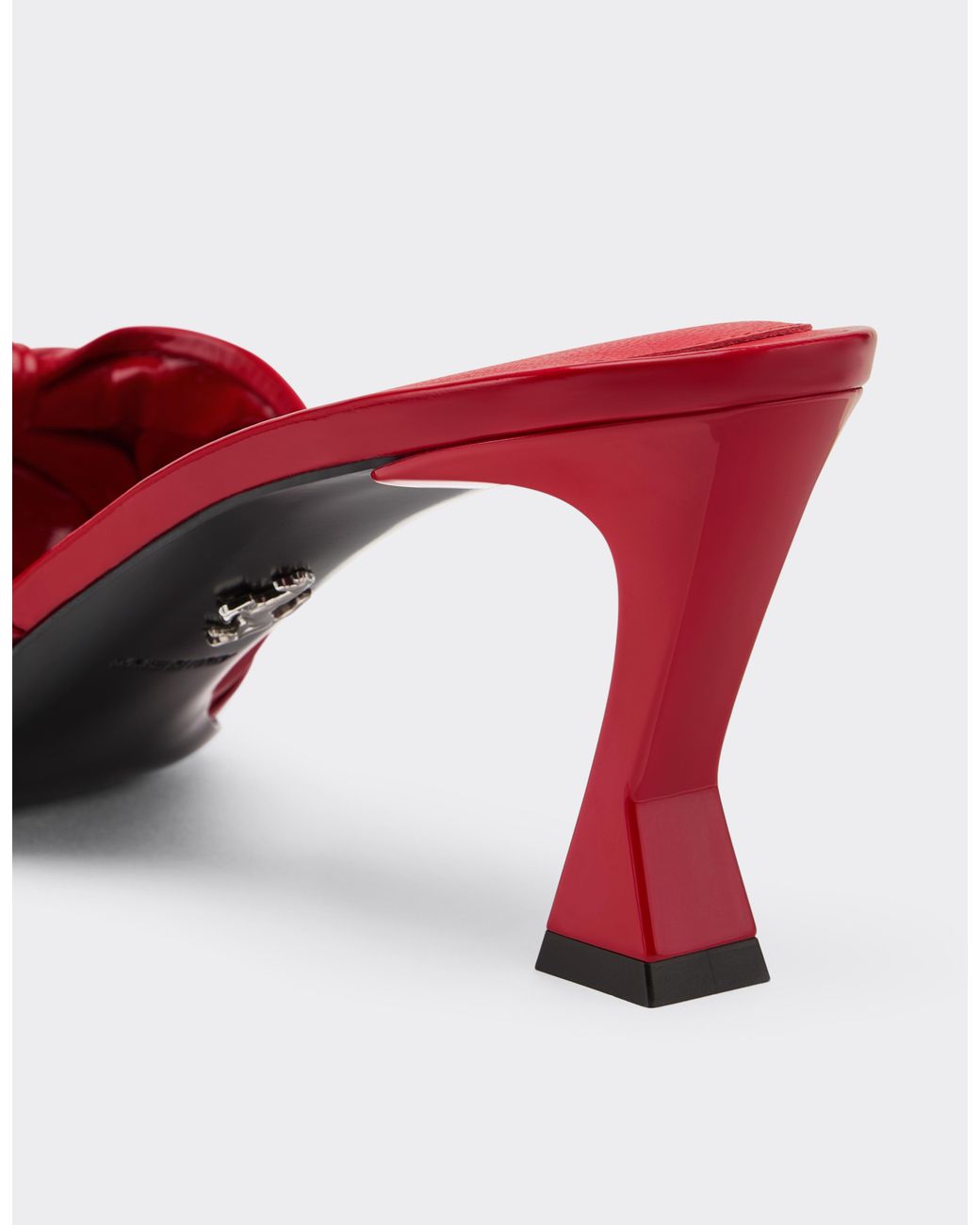 Ferrari Red Patent Leather Sandal With Knotted Design