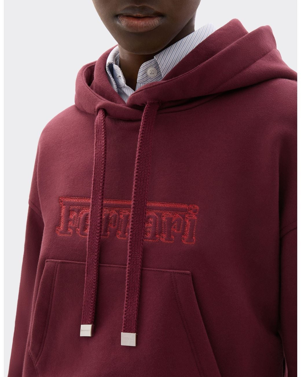 Ferrari Red Crop-Top Cotton Sweatshirt With Embroidery