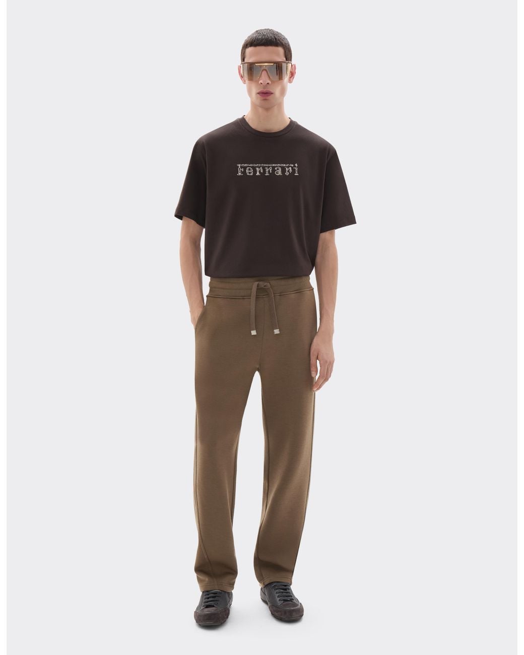Ferrari Brown Wool And Cotton Jogger Trousers for men