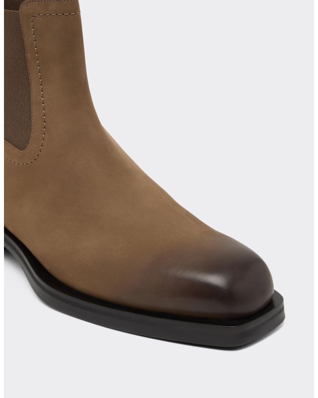 Ferrari Brown Nubuck Chelsea Boots With Logo for men
