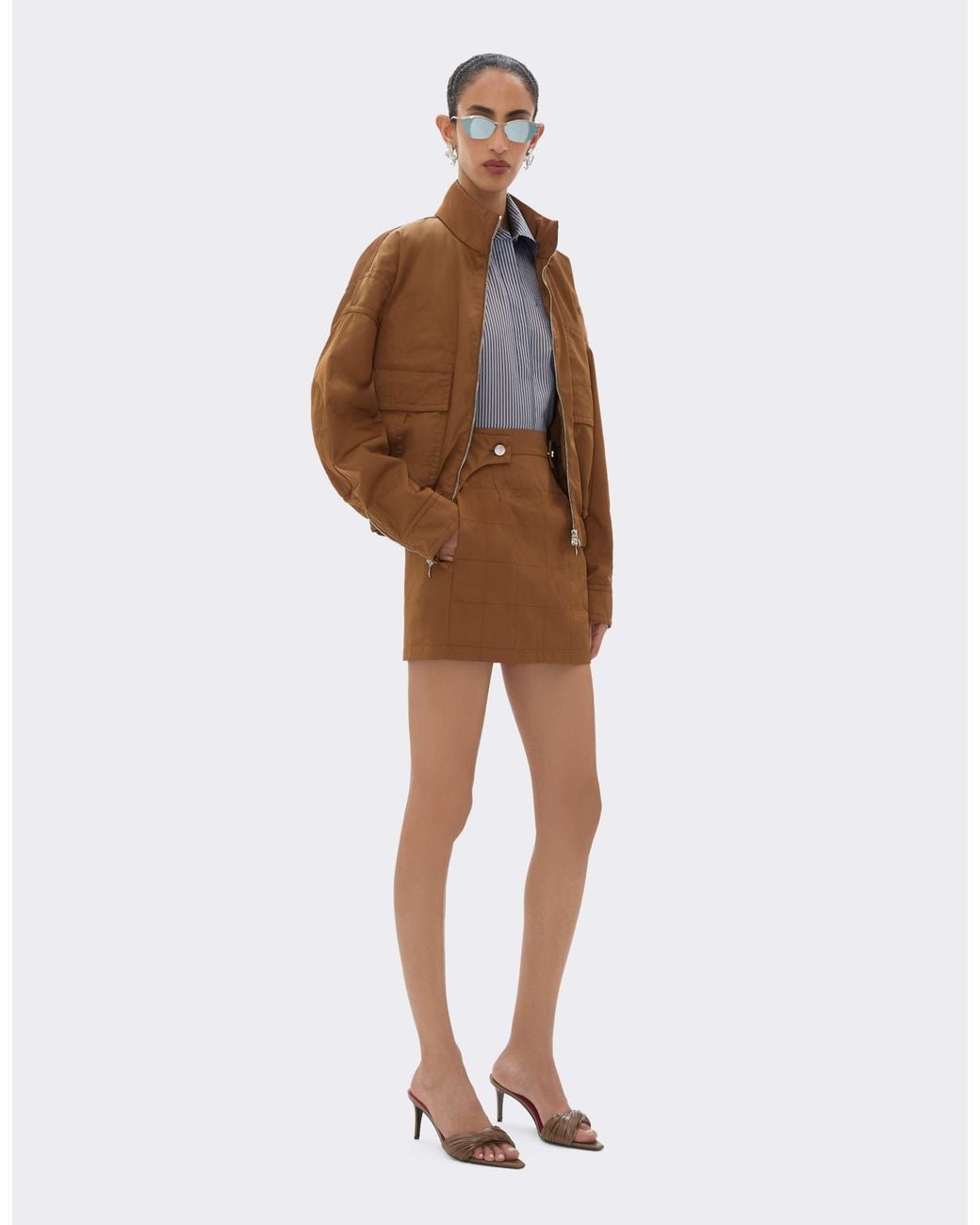 Ferrari Brown Recycled Gabardine Skirt With Water-Repellent Finish