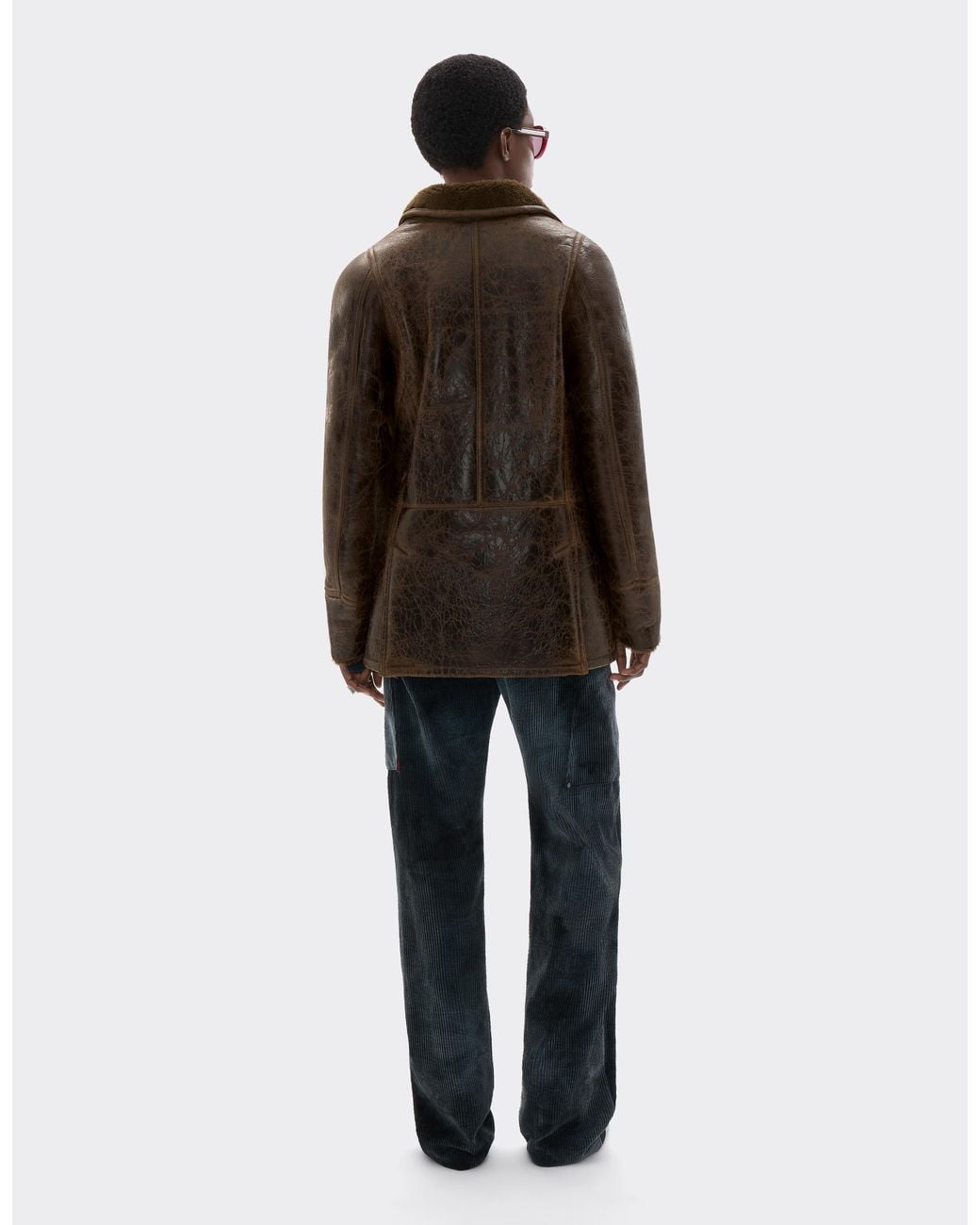 Ferrari Brown Short Craquelé Lambskin Coat