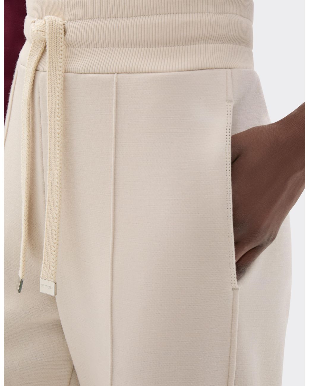 Ferrari Natural Wool And Cotton Trousers With Drawstring