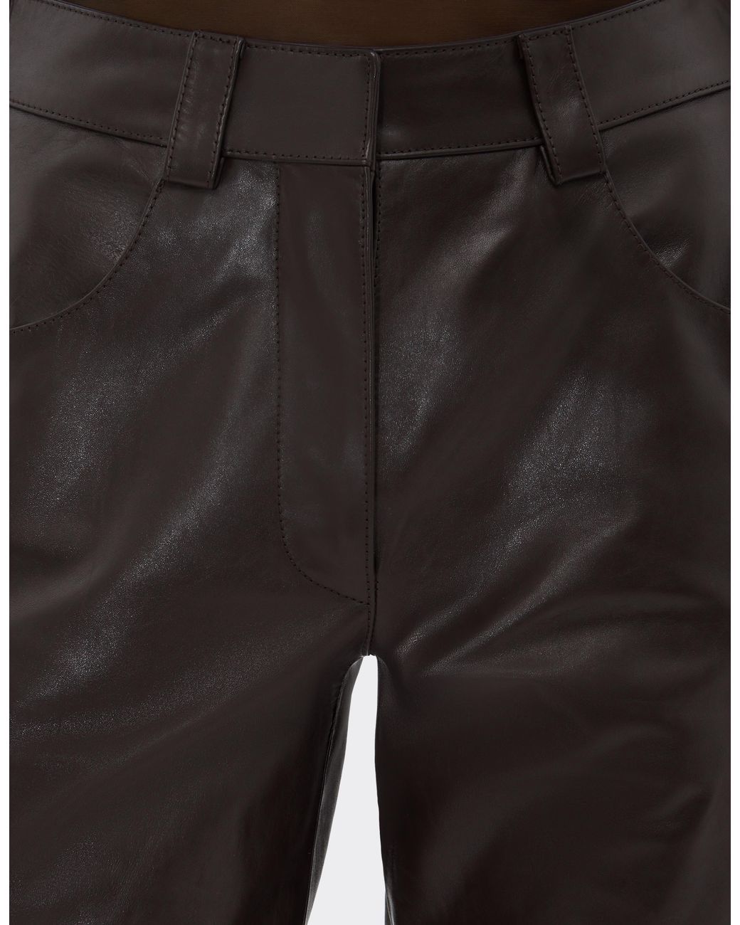 Ferrari Gray Glossy Leather Trousers