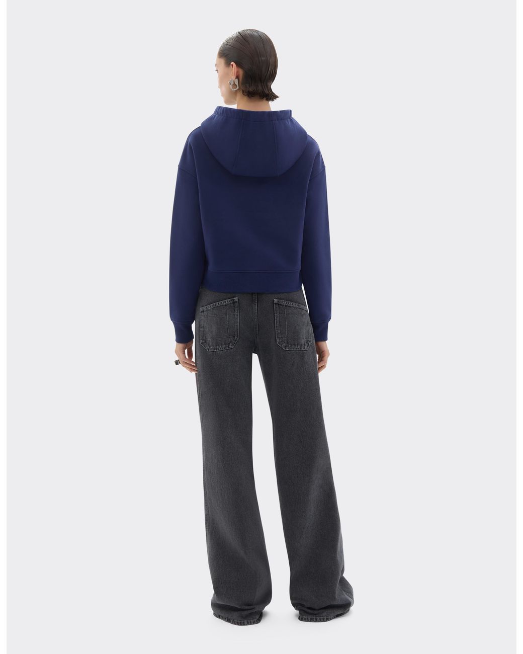 Ferrari Blue Hooded Sweatshirt With Embroidery