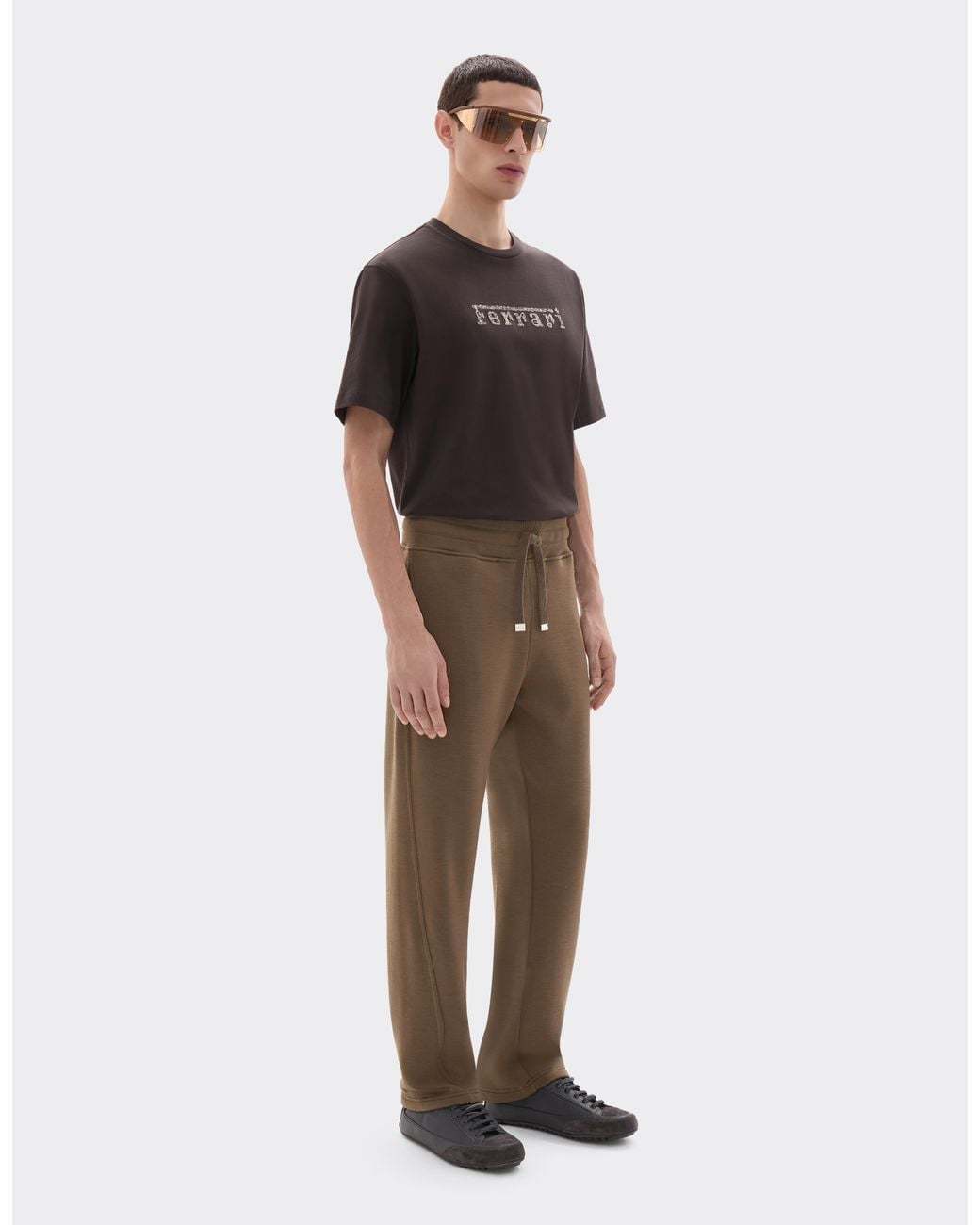Ferrari Brown Wool And Cotton Jogger Trousers for men
