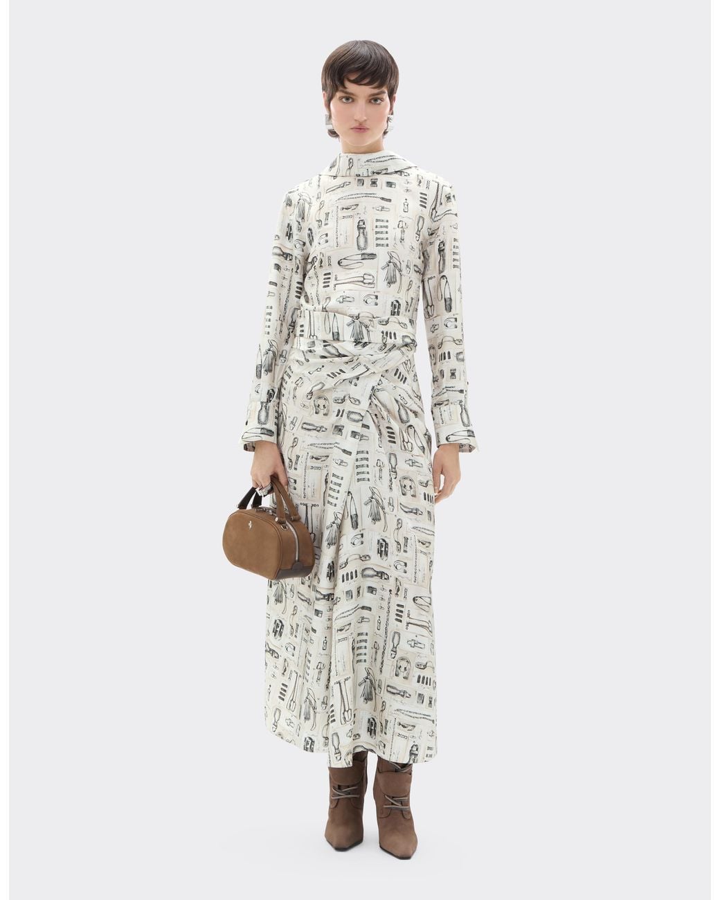 Ferrari White Silk Twill Blouse With Officina Print