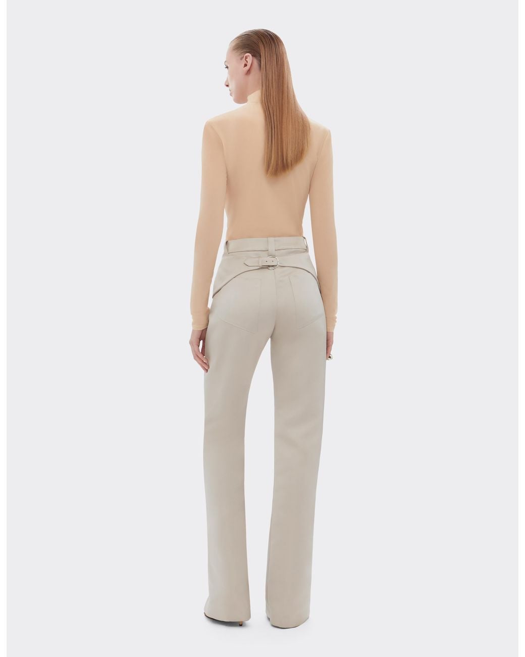 Ferrari White Duchesse Satin Trousers With Buckle