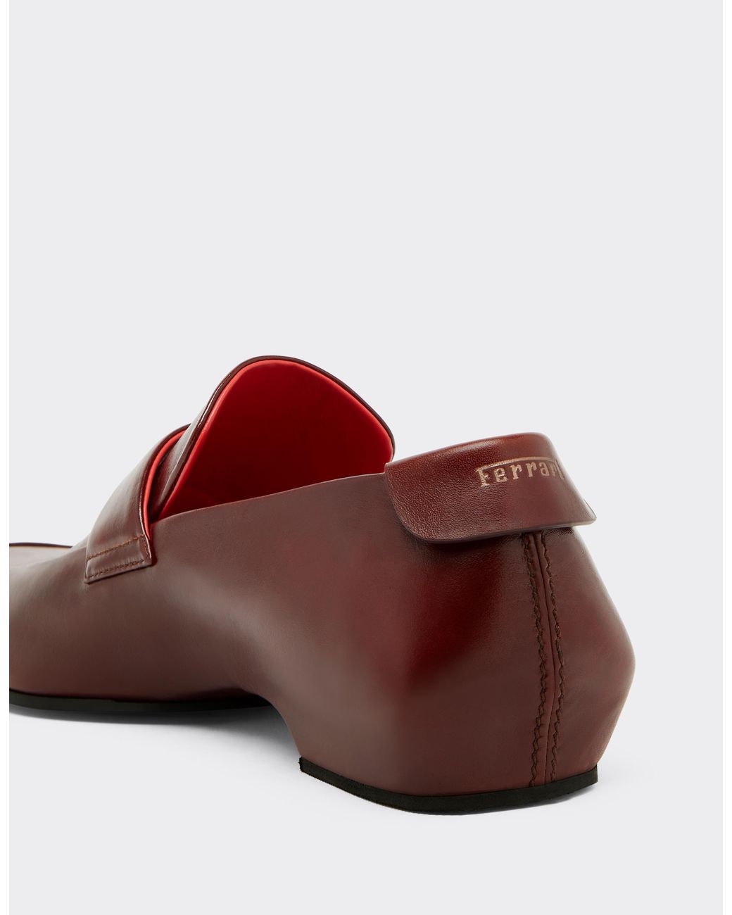 Ferrari Brown Polished Leather Loafer for men