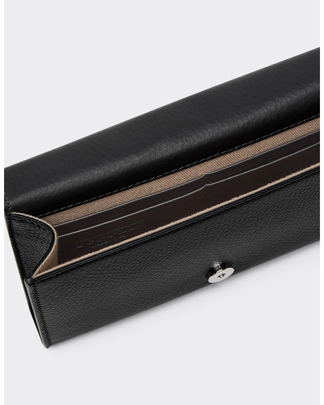 Ferrari Black Granata Leather Wallet With Chain