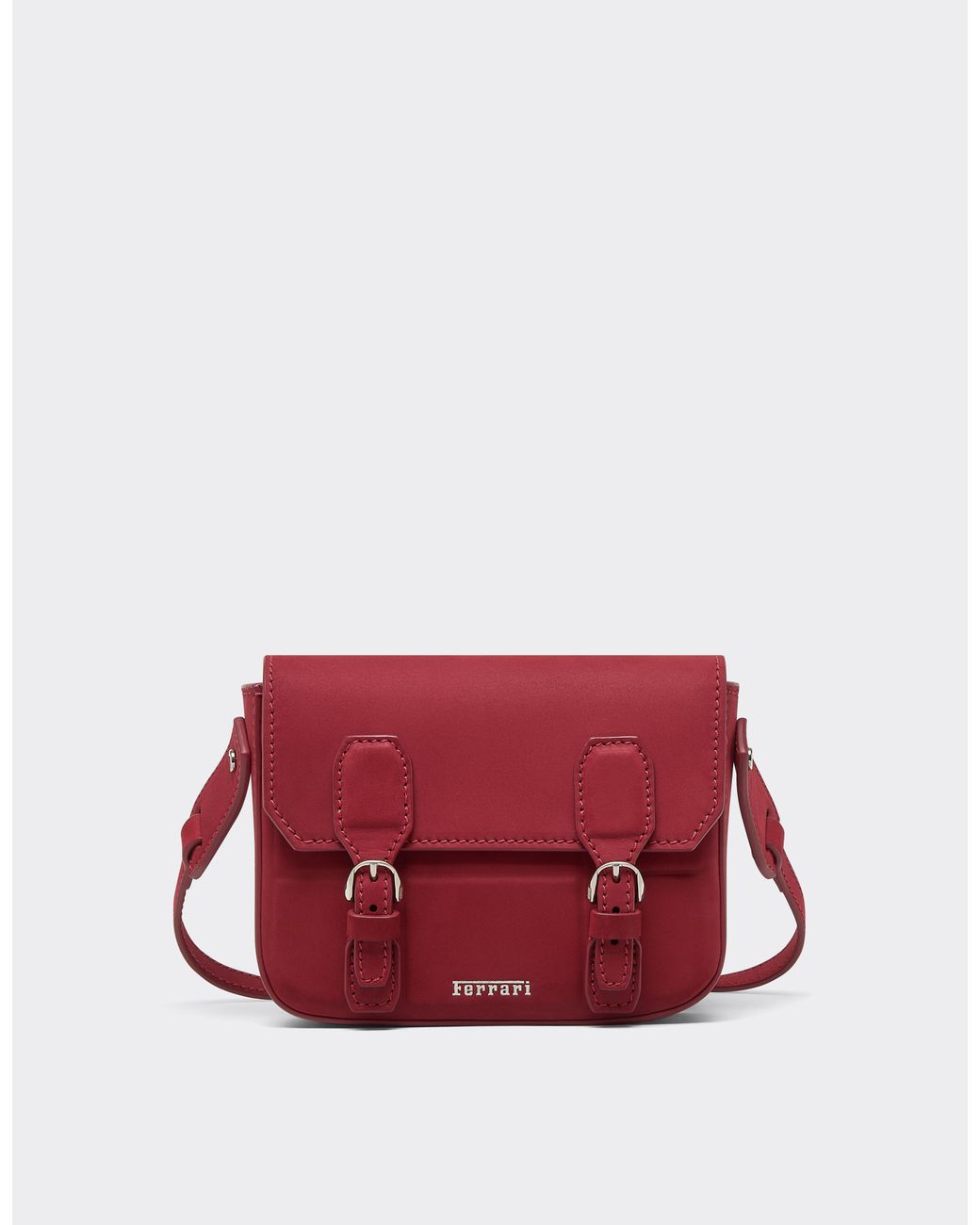 Ferrari Red Mini Nubuck Messenger Bag for men