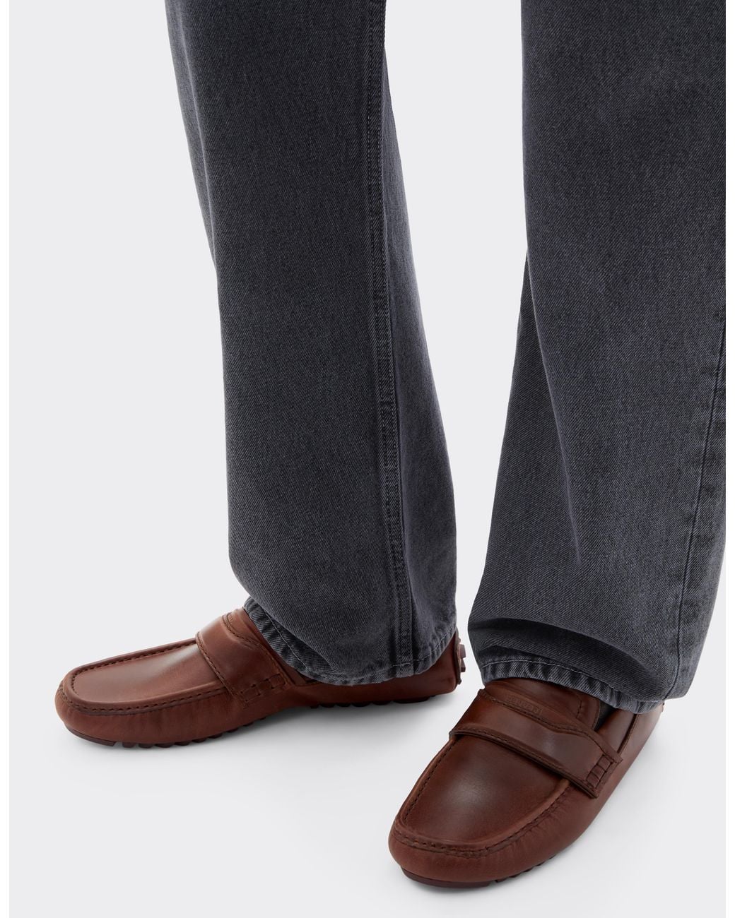 Ferrari Brown Nappa Leather Driver Shoes for men