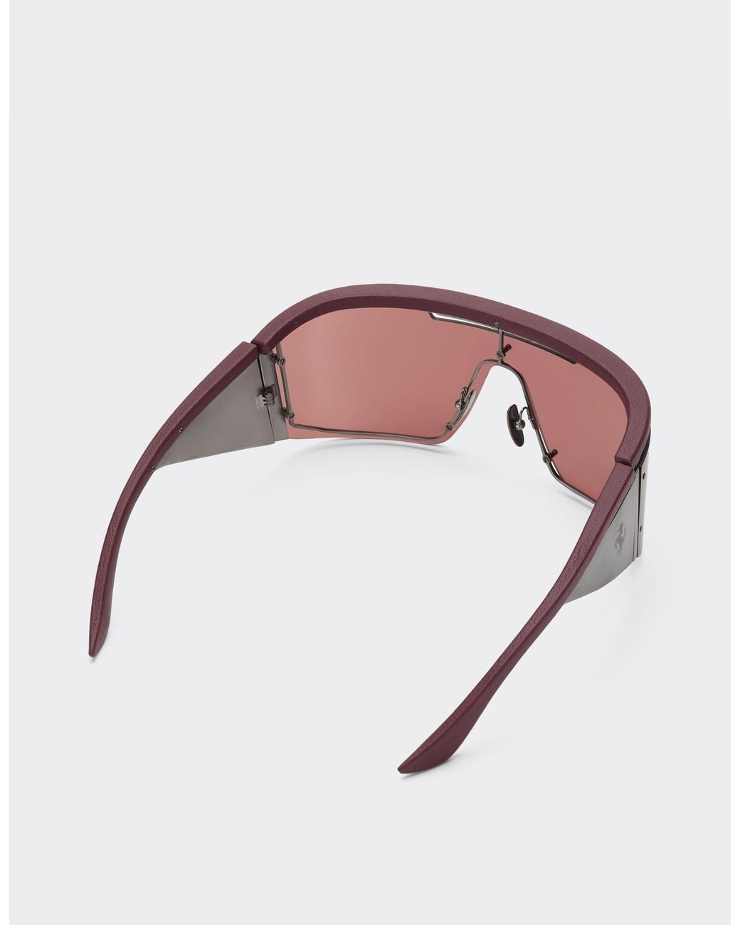 Ferrari Pink Limited Edition Metal And Leather Sunglasses With Dark Redlens