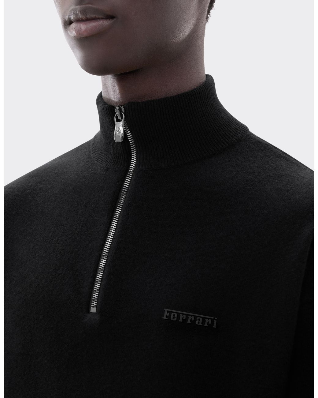Ferrari Black Wool And Cashmere Zip-Up Turtleneck for men