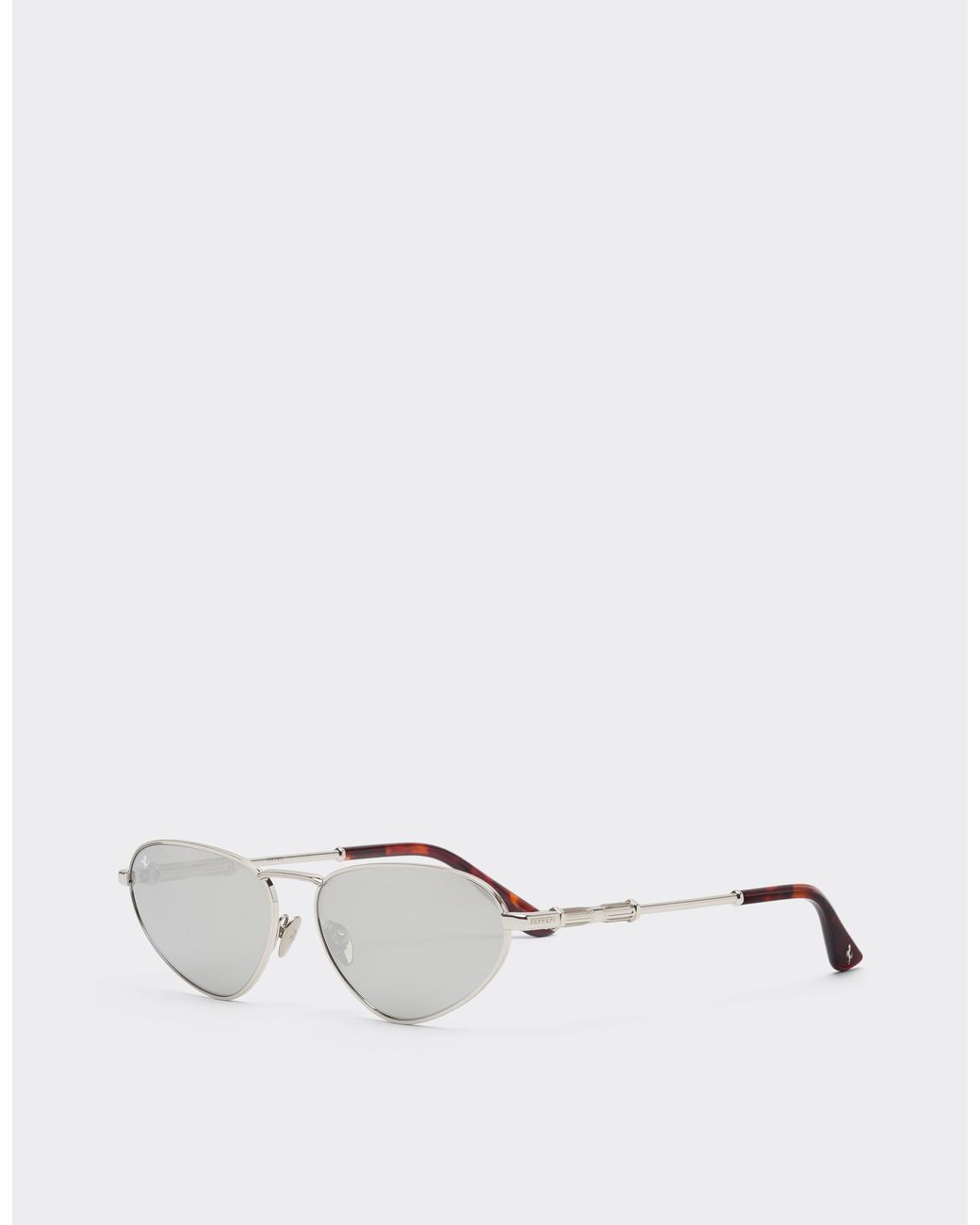 Ferrari White Polished Metal Sunglasses With Light Lenses With A Mirror Finish