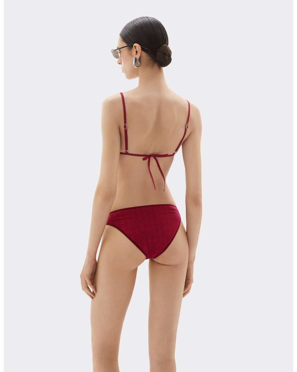 Ferrari Red Triangle Bikini Top With Prancing Horse Motif