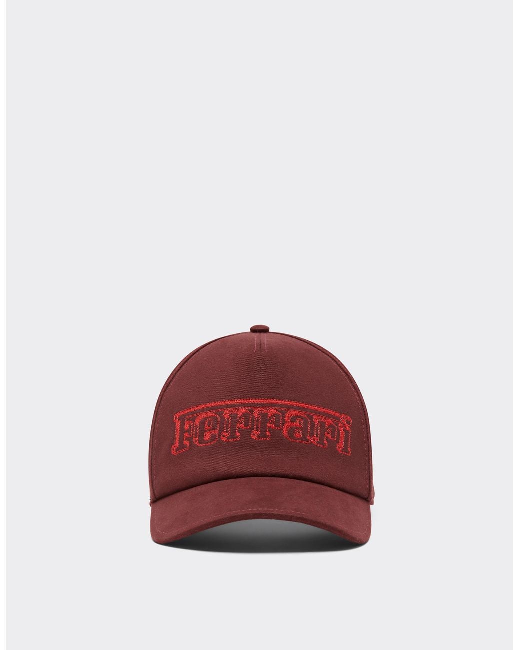 Ferrari Red Cotton Drill Baseball Cap With Embroidery