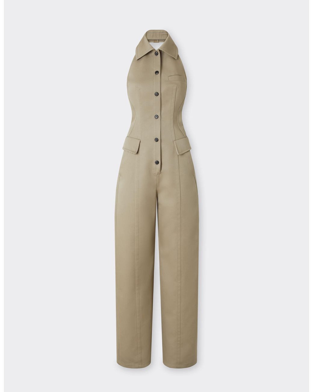 Ferrari Natural Double Mackintosh Halter-Neck Jumpsuit