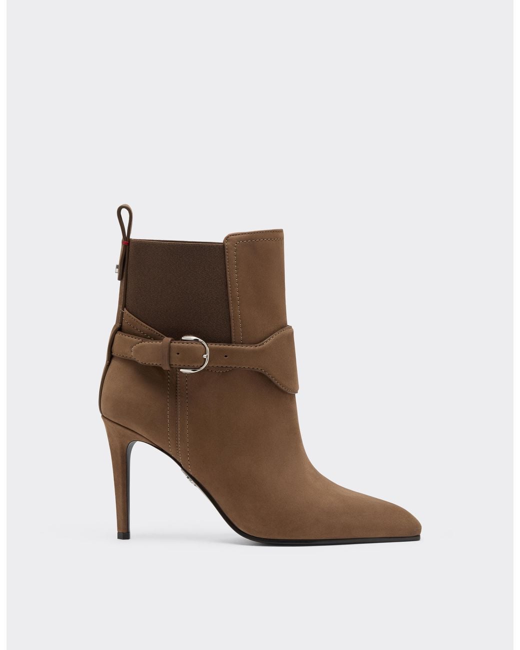 Ferrari Brown Nubuck Ankle Boots With High Heel