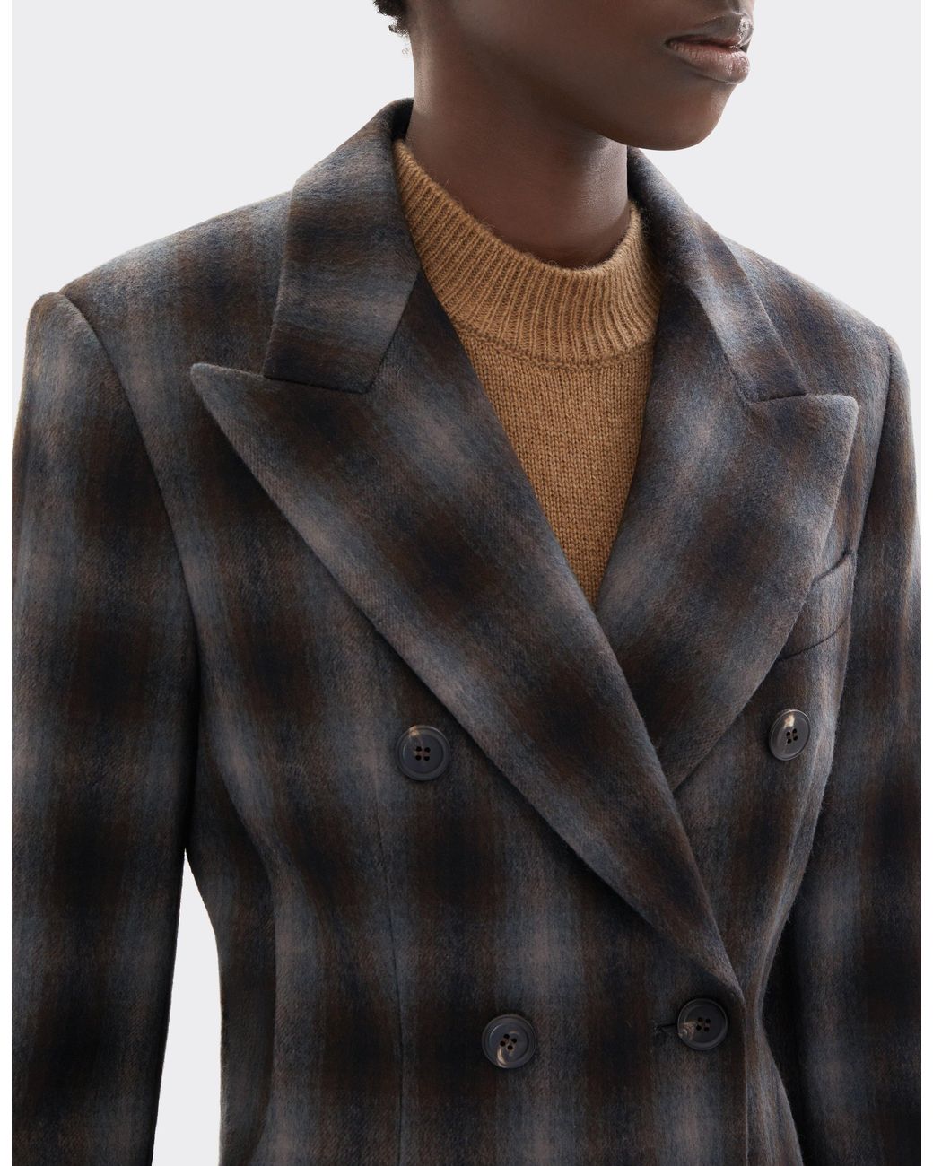 Ferrari Gray Double-Breasted Tartan Wool Flannel Blazer