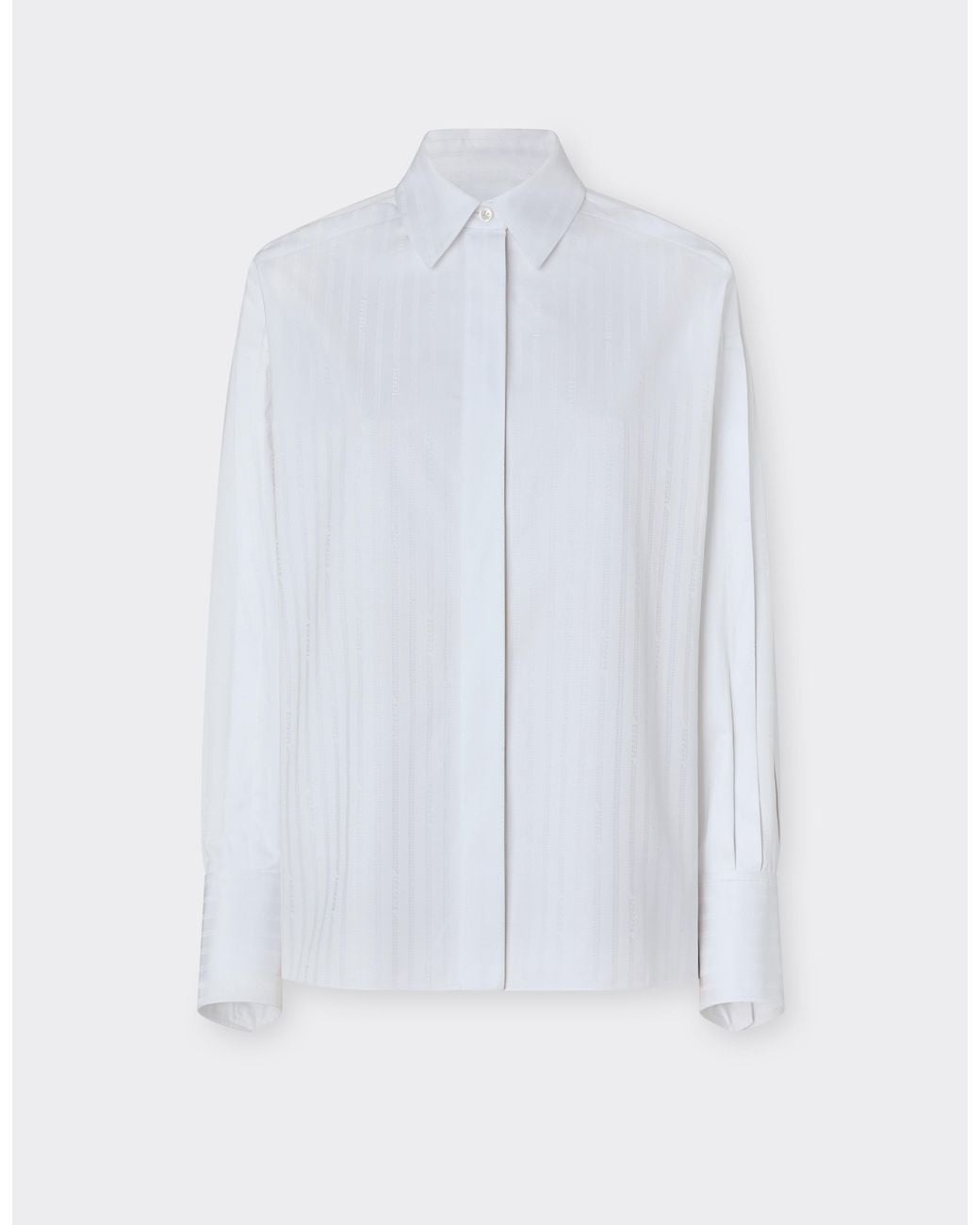 Ferrari White Jacquard Cotton Satin Shirt