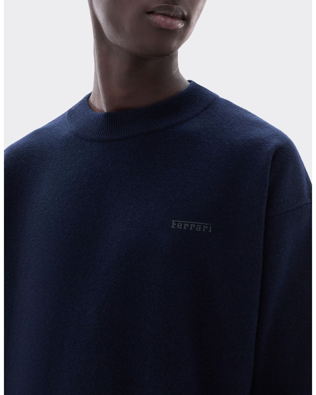 Ferrari Blue Wool And Cashmere Crew-Neck Jumper for men