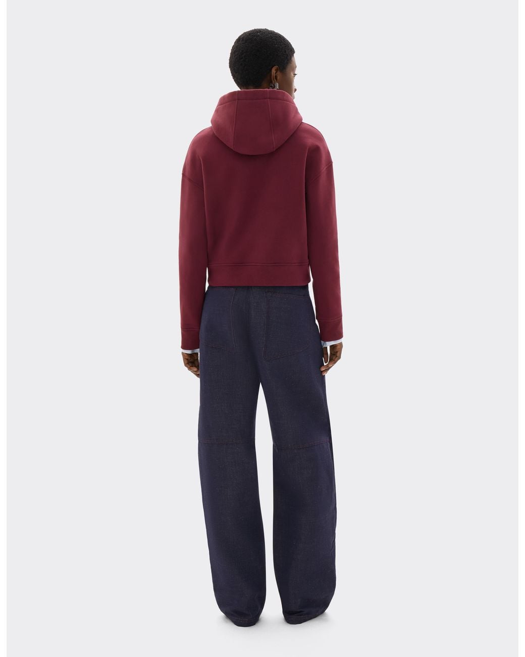 Ferrari Red Crop-Top Cotton Sweatshirt With Embroidery
