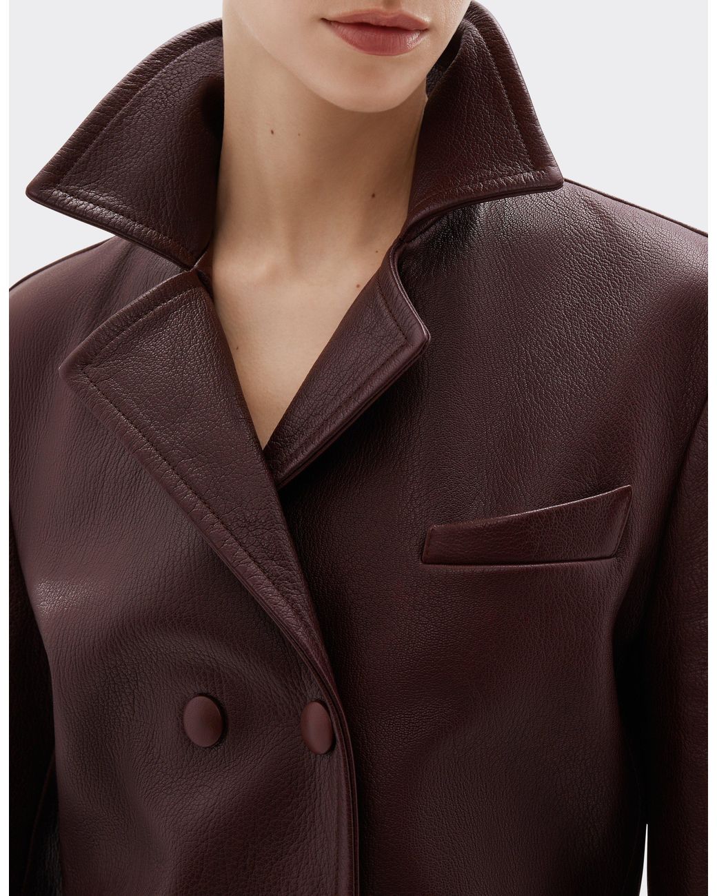 Ferrari Brown Double-Breasted Leather Jacket