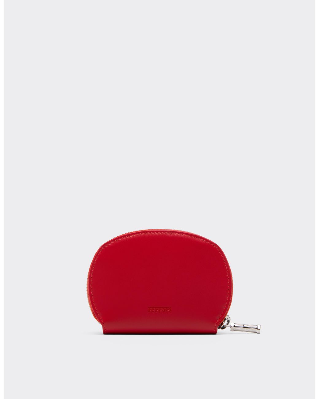Ferrari Red Smooth Leather Zip-Up Wallet