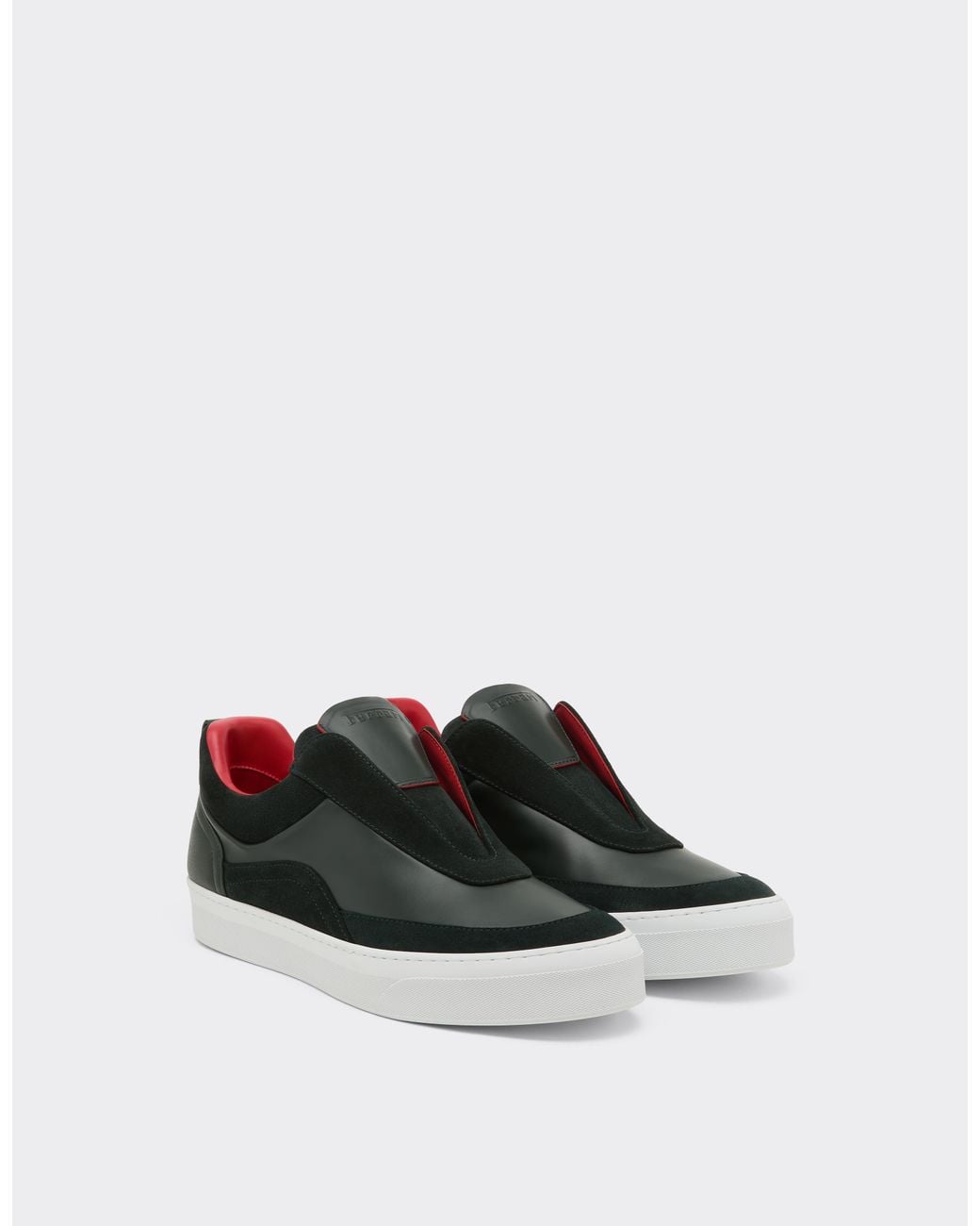 Ferrari White Leather And Suede Slip-On Trainers for men