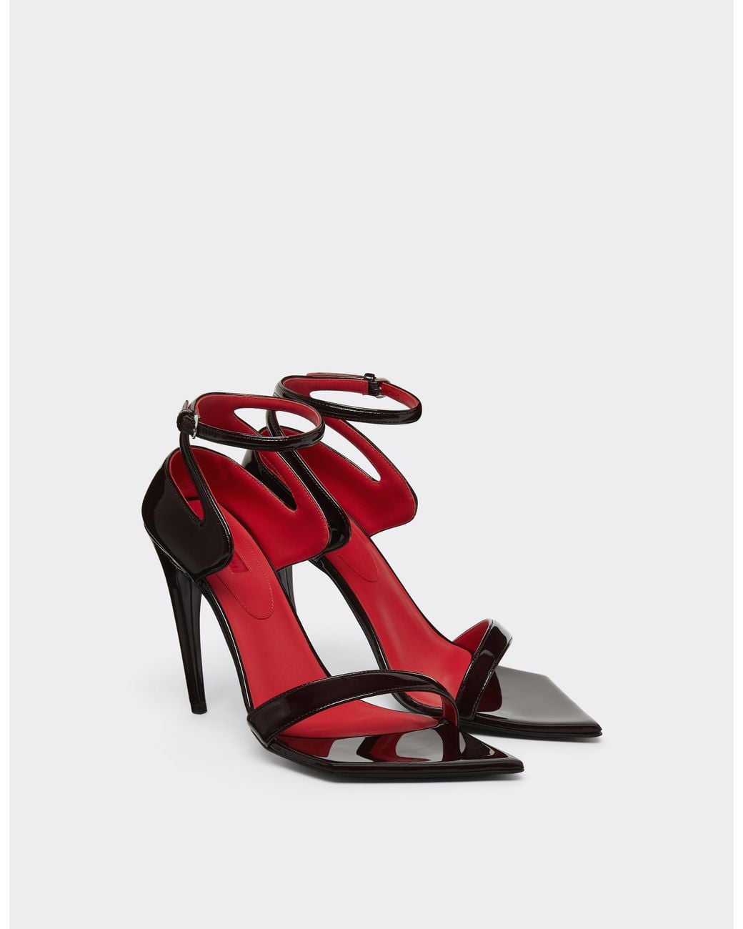 Ferrari White Patent Leather Heeled Sandal