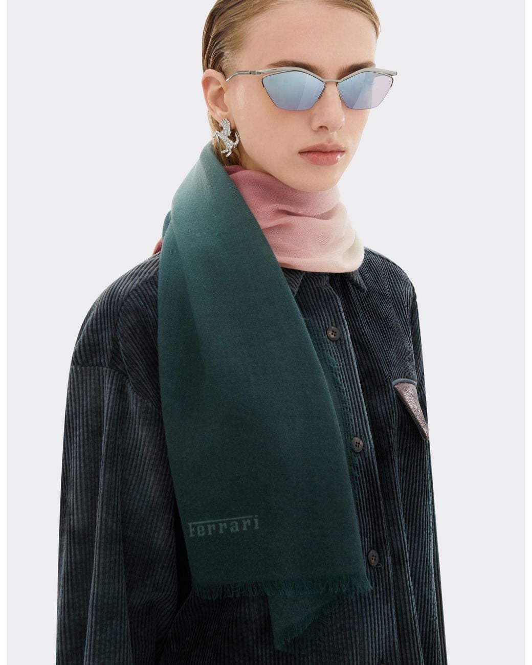 Ferrari Blue Ombré Cashmere Scarf