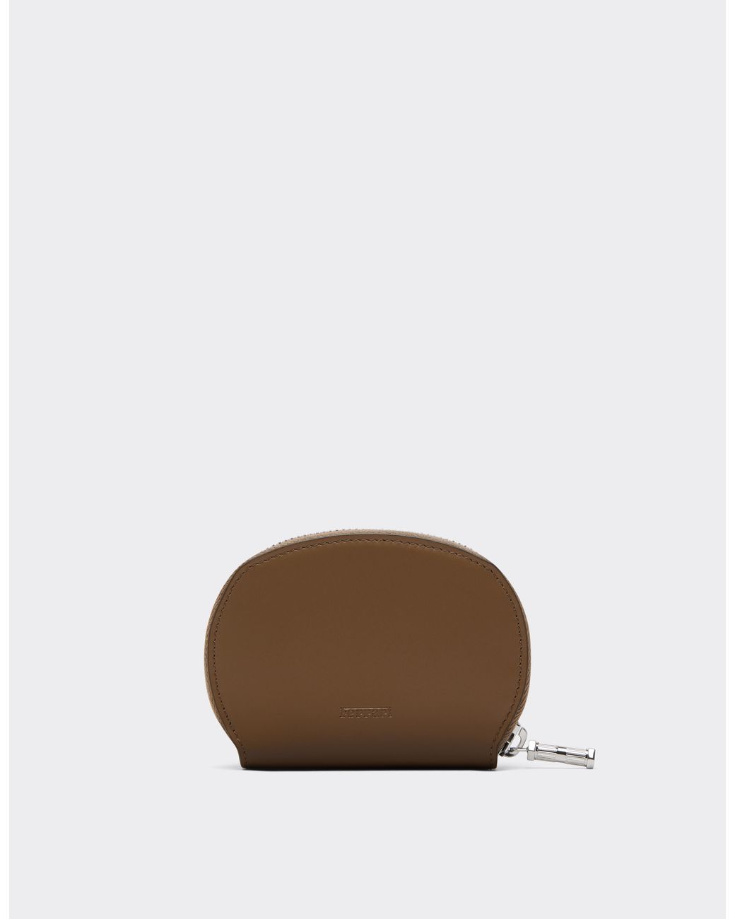 Ferrari Brown Smooth Leather Zip-Up Wallet