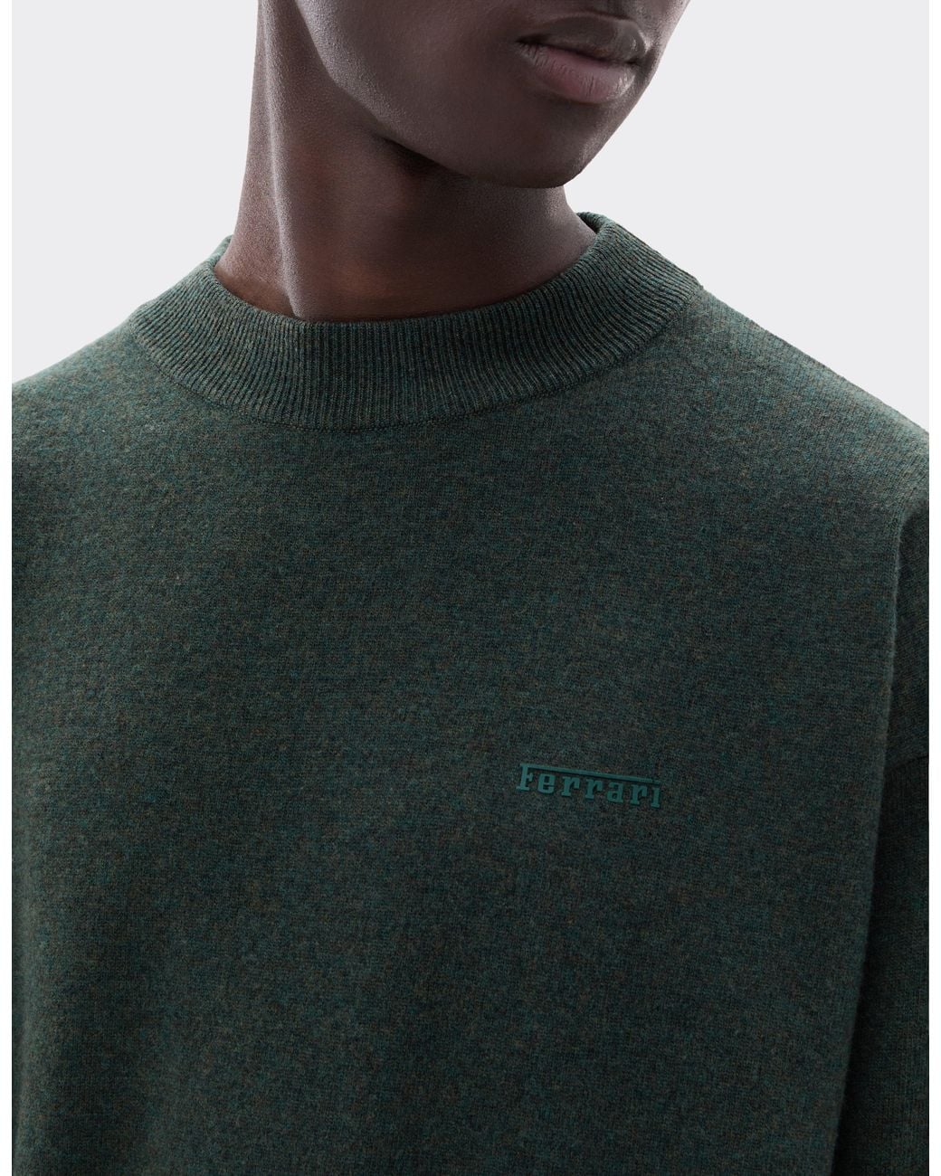Ferrari Green Wool And Cashmere Crew-Neck Jumper for men