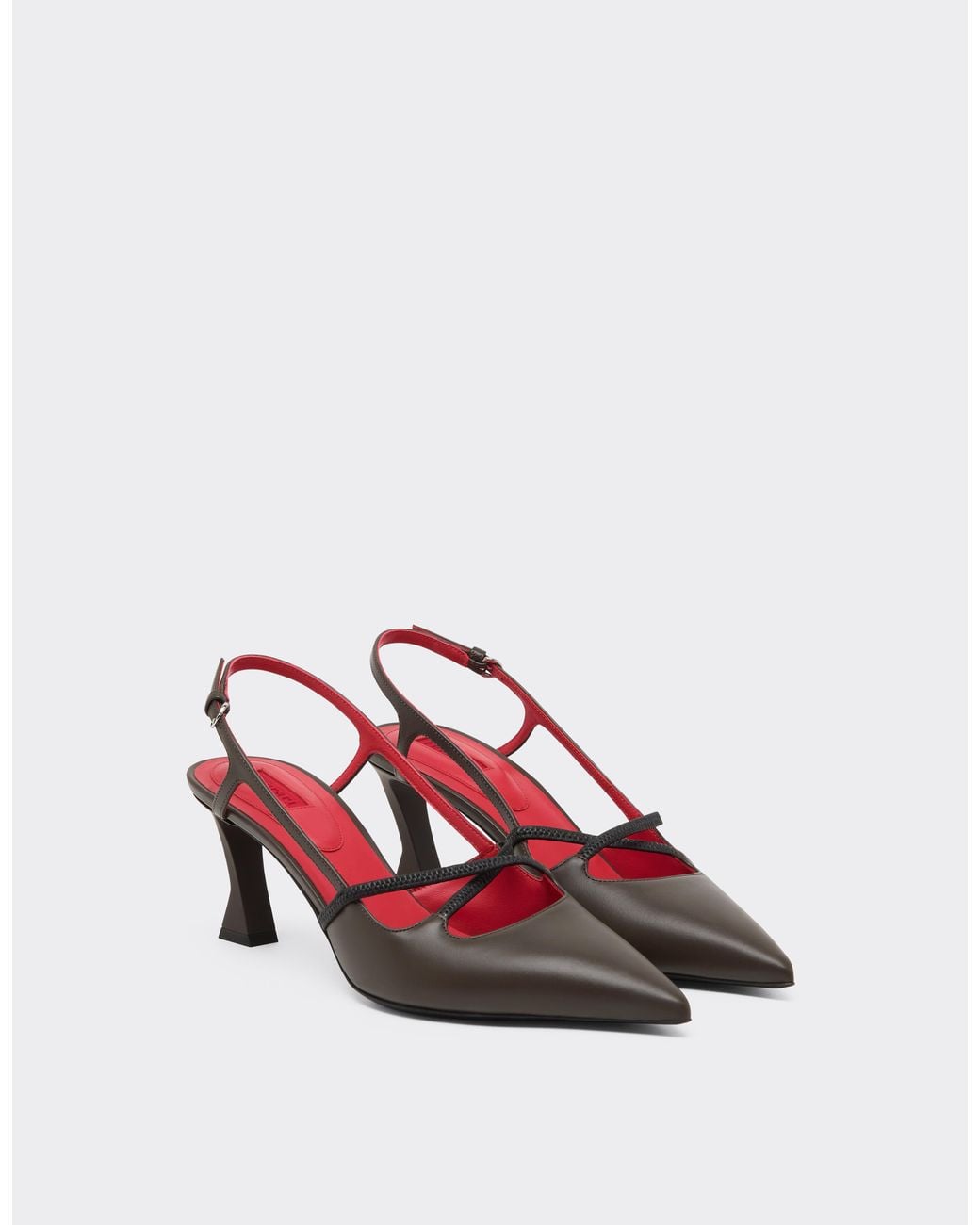 Ferrari Pink Leather Slingback With Crossed Straps