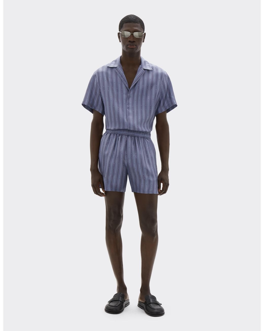 Ferrari Blue Monogram Silk Shorts for men