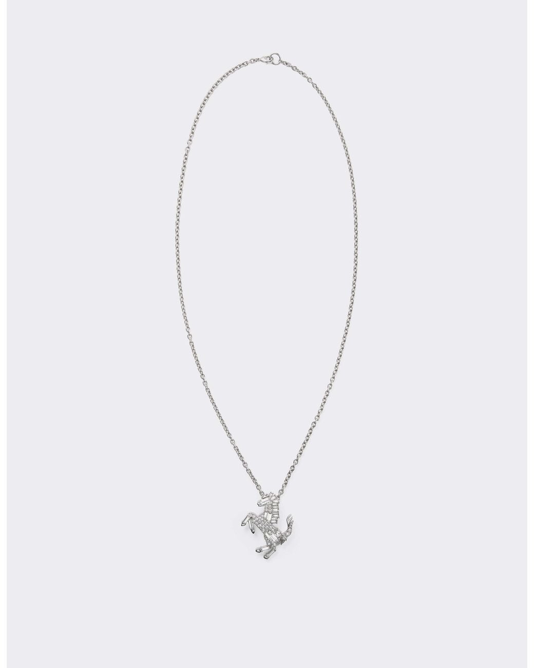 Ferrari White Prancing Horse Rhinestone Necklace