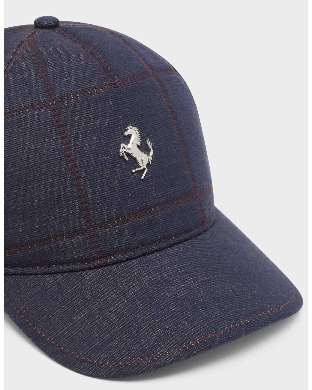 Ferrari Blue Denim Baseball Cap With 7X7 Check