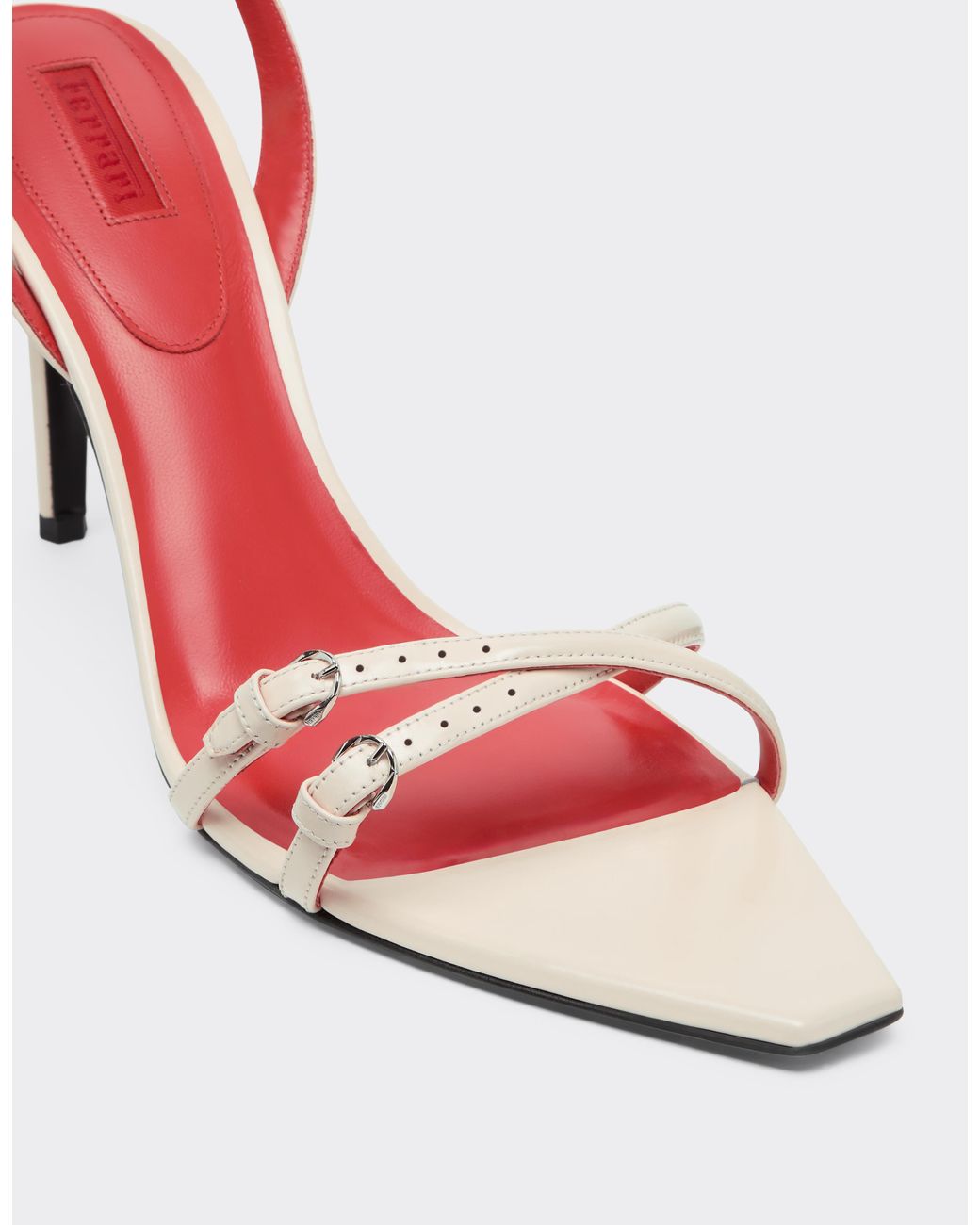 Ferrari White Glossy Leather Sandals