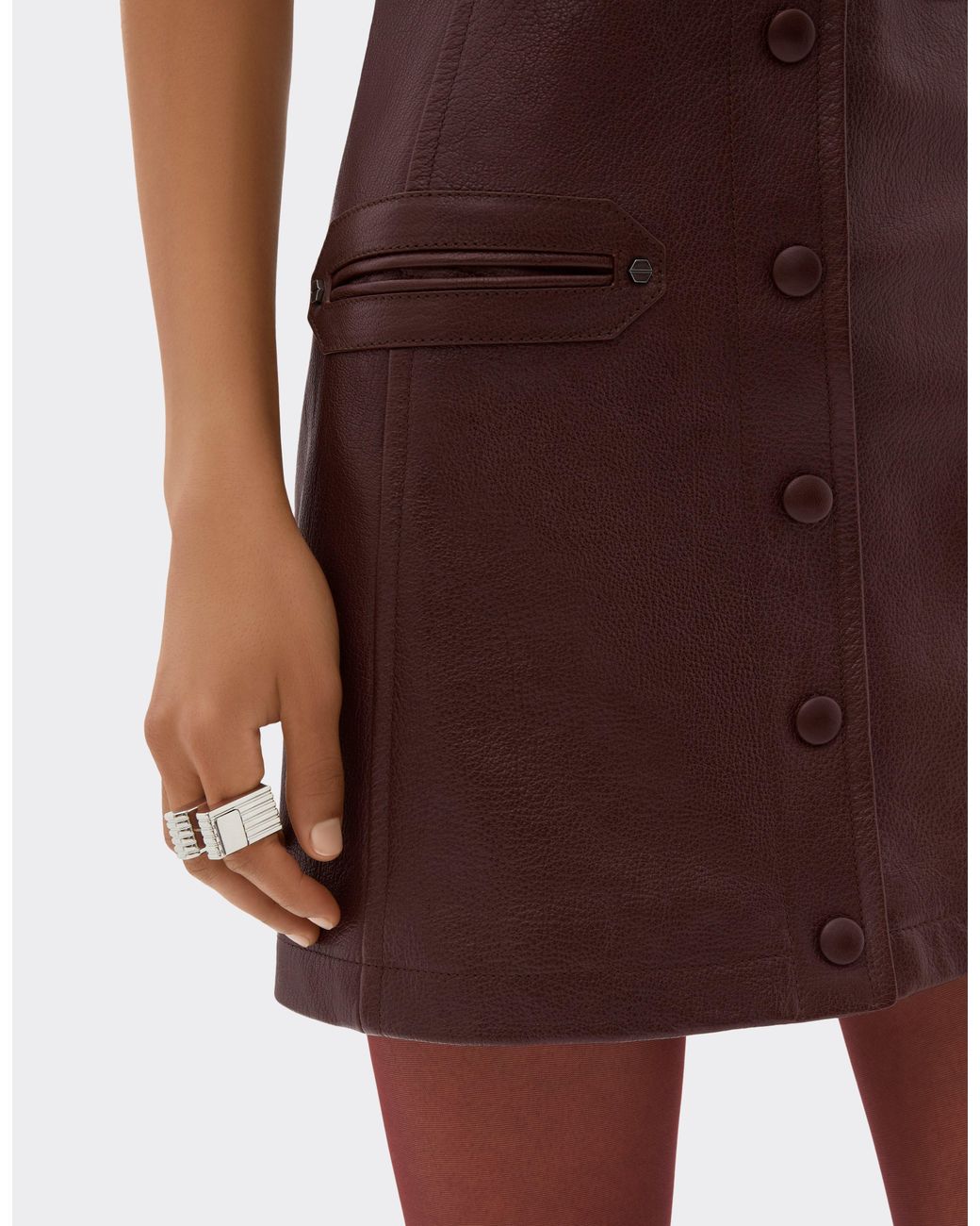 Ferrari Purple Leather Mini Dress With Halter Neck