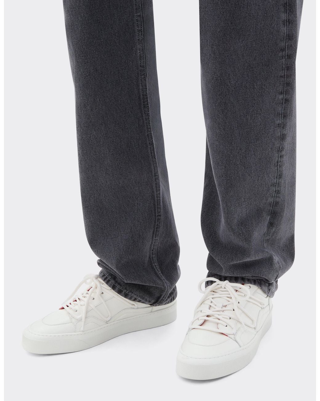 Ferrari White Leather Trainers for men