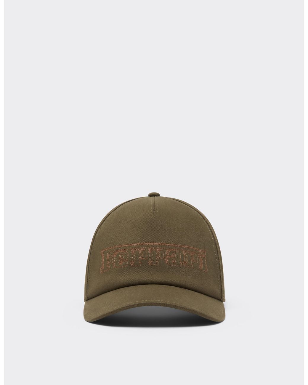 Ferrari Green Cotton Drill Baseball Cap With Embroidery