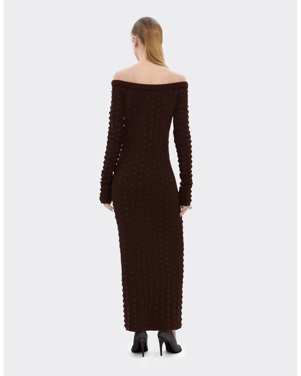Ferrari Brown Long Wool And Cotton Dress
