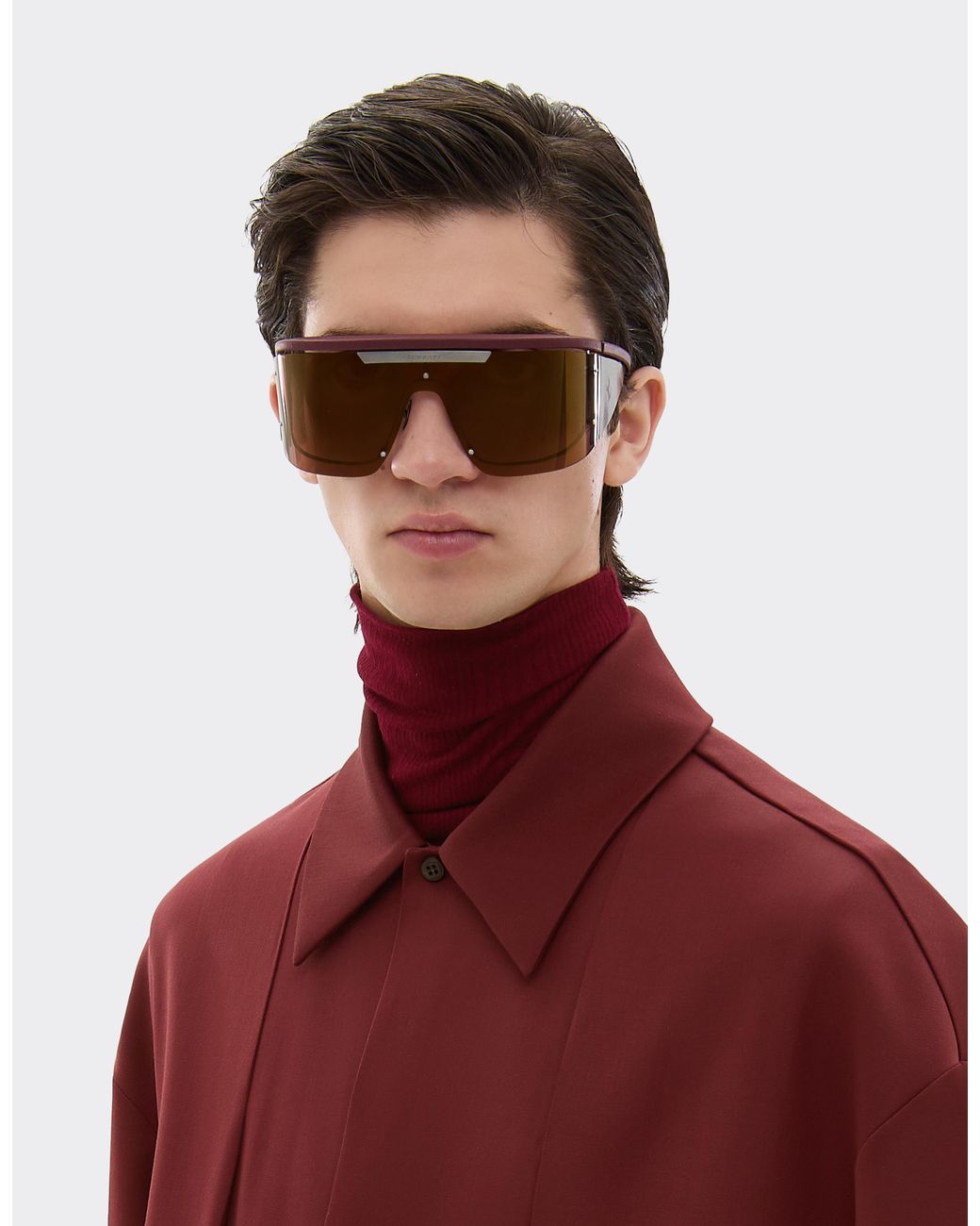 Ferrari Pink Limited Edition Metal And Leather Sunglasses With Dark Redlens